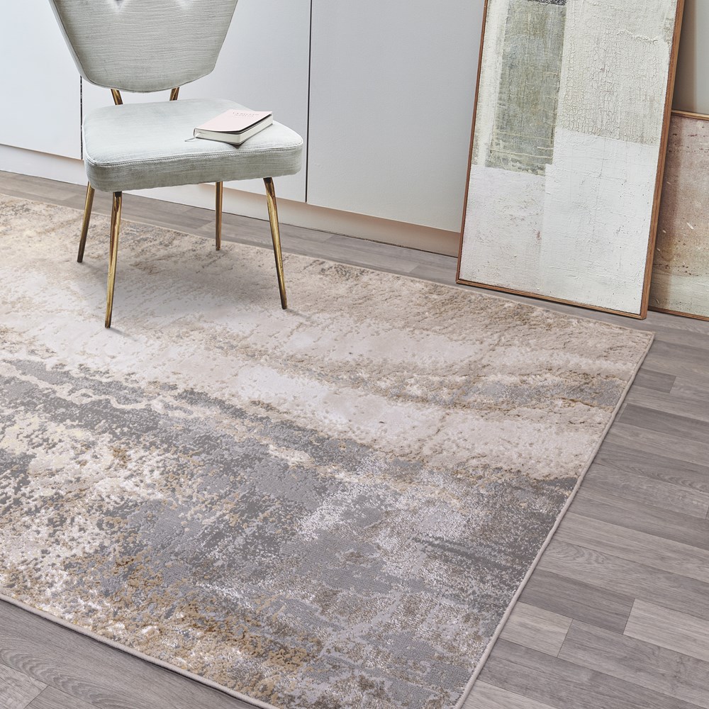 Aurora Cliff AU24 Abstract Marbled Rugs in Grey Silver Grey